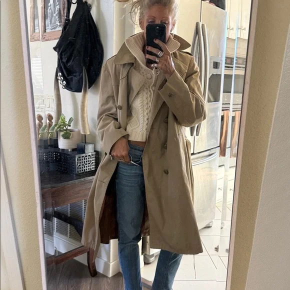 Vintage Sears Men's Tan Double-Breasted Trench Coat - Picture 2 of 12